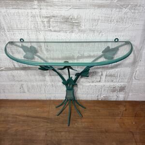 Glass And Metal Leaf Hanging Shelf